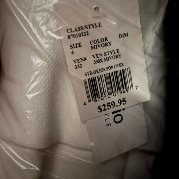 BNWT, flounce top stretch crepe strapless sheath dress by DB Studio - Picture 4 of 5